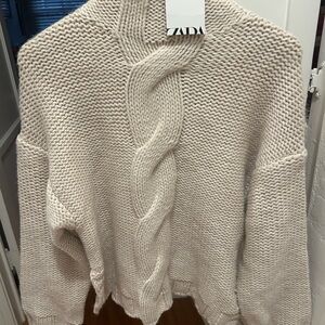 Zara Cream Cable Knit Sweater